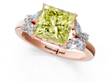 Rose gold Fancy Yellow Princess  Cut Solitaire Floral Diamond Ring with Four-Prong Setting_1