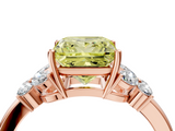 Rose gold Fancy Yellow Princess  Cut Solitaire Floral Diamond Ring with Four-Prong Setting_4