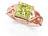 Rose gold Fancy Yellow Princess Cut Solitaire Intertwined Band Prong Setting Ring_1