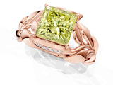 Rose gold Fancy Yellow Princess Cut Solitaire Leaf-Inspired Engagement Ring with Prong Setting_13