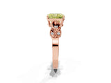 Rose gold Fancy Yellow Princess Cut Solitaire Milgrain Leaf Band with Prong Setting_1