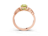 Rose gold Fancy Yellow Princess Cut Solitaire Milgrain Leaf Band with Prong Setting_3