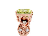 Rose gold Fancy Yellow Princess Cut Solitaire Milgrain Leaf Band with Prong Setting_5