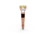 Rose gold Fancy Yellow Princess Cut Solitaire Princess Side Stone Engraved Band Prong Setting Ring_2
