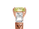 Rose gold Fancy Yellow Princess Cut Solitaire Princess Side Stone Engraved Band Prong Setting Ring_5