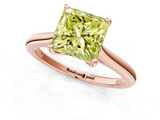 Rose gold Fancy Yellow Princess  Cut Solitaire Ring with Cathedral Band and Four-Prong Setting_1