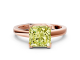 Rose gold Fancy Yellow Princess  Cut Solitaire Ring with Four-Prong Setting and Classic Band