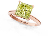 Rose gold Fancy Yellow Princess  Cut Solitaire Ring with Four-Prong Setting on a Classic Band_1