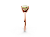 Rose gold Fancy Yellow Princess  Cut Solitaire Ring with Four-Prong Setting on a Classic Band_2