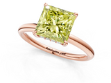 Rose gold Fancy Yellow Princess  Cut Solitaire Ring with Thin Band and Four-Prong Setting_1