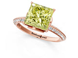 Rose gold Fancy Yellow Princess Cut Solitaire Split Shank Pave Diamond Engagement Ring with Four-Prong Setting_1