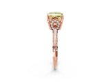 Rose gold Fancy Yellow Princess Cut Solitaire Split Shank Pave Diamond Engagement Ring with Four-Prong Setting_2