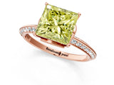 Rose gold Fancy Yellow Princess Cut Solitaire Split Shank Pave Diamond Engagement Ring with Four-Prong Setting_25