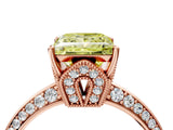 Rose gold Fancy Yellow Princess Cut Solitaire Split Shank Pave Diamond Engagement Ring with Four-Prong Setting_28