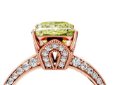 Rose gold Fancy Yellow Princess Cut Solitaire Split Shank Pave Diamond Engagement Ring with Four-Prong Setting_4