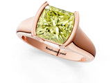 Rose gold Fancy Yellow Princess Cut Solitaire Tension Set Diamond Ring with Split Shank Band_1