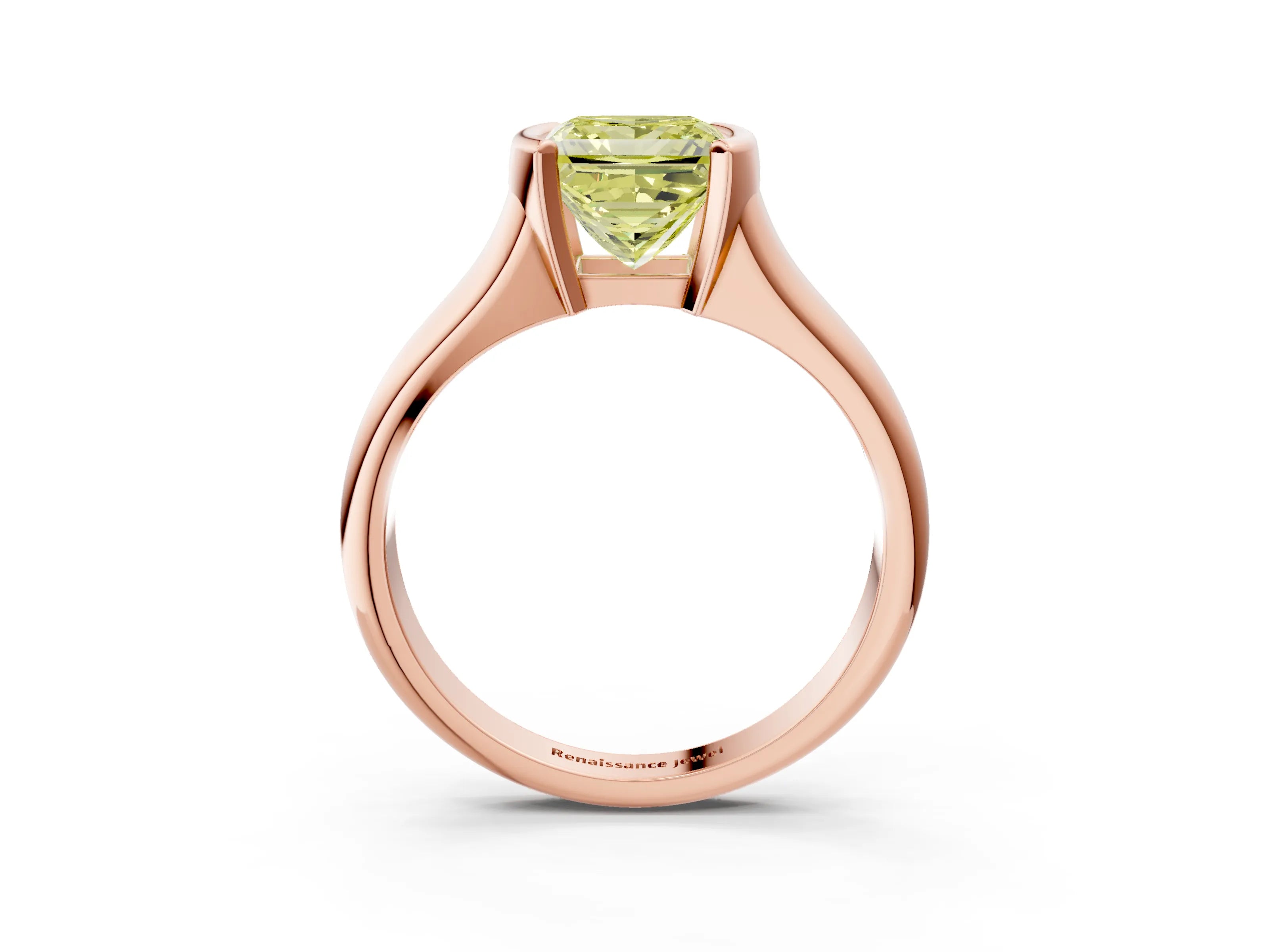 Rose gold Fancy Yellow Princess Cut Solitaire Tension Set Diamond Ring with Split Shank Band_3