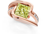 Rose gold Fancy Yellow Princess Cut Solitaire Tension-Set Diamond Split Shank Ring_1