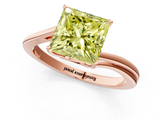Rose gold Fancy Yellow Princess  Cut Solitaire Twist Band Ring with Four-Prong Setting_1