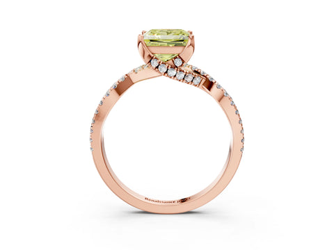 Rose gold Fancy Yellow Princess Cut Solitaire Twist Pave Diamond Engagement Ring with Prong Setting_3