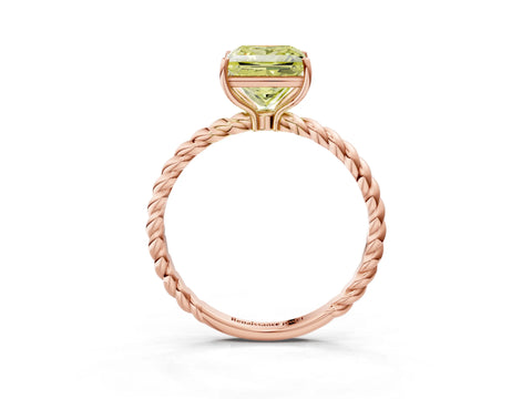 Rose gold Fancy Yellow Princess Cut Solitaire Twisted Band 4-Prong Ring_3