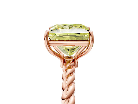 Rose gold Fancy Yellow Princess Cut Solitaire Twisted Band 4-Prong Ring_5