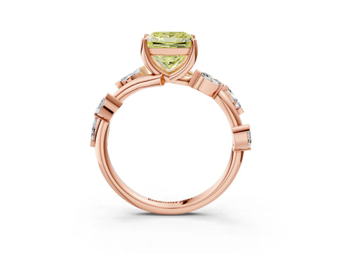 Rose gold Fancy Yellow Princess Cut Solitaire Twisted Band Marquise Accent Prong Setting Ring_3