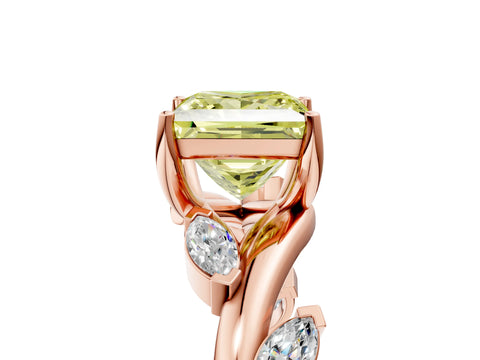 Rose gold Fancy Yellow Princess Cut Solitaire Twisted Band Marquise Accent Prong Setting Ring_5