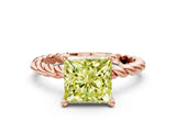 Rose gold Fancy Yellow Princess  Cut Solitaire Twisted Band with Four-Prong Setting_29
