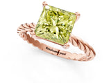 Rose gold Fancy Yellow Princess  Cut Solitaire Twisted Band with Four-Prong Setting_30