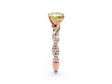 Rose gold Fancy Yellow Princess Cut Solitaire Twisted Pave Band with Four-Prong Setting_5