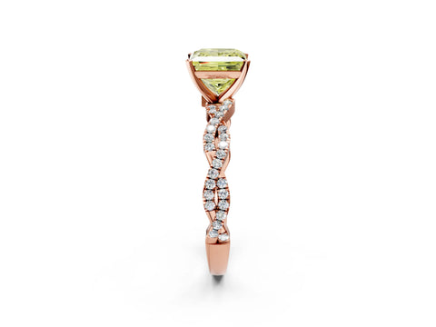 Rose gold Fancy Yellow Princess Cut Solitaire Twisted Pave Band with Four-Prong Setting_5