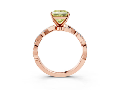 Rose gold Fancy Yellow Princess Cut Solitaire Twisted Pave Band with Four-Prong Setting_6