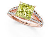 Rose gold Fancy Yellow Princess  Cut Split Shank Pave Diamond Engagement Ring with Four-Prong Setting_1