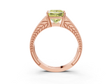 Rose gold Fancy Yellow Princess  Cut Split Shank Pave Diamond Ring with Four-Prong Setting_3