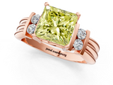 Rose gold Fancy Yellow Princess  Cut Three-Stone Channel Set Ring with Bar Prongs_1