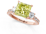 Rose gold Fancy Yellow Princess  Cut Three-Stone Diamond Pavé Band with Prong Setting_1