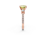 Rose gold Fancy Yellow Princess  Cut Three-Stone Diamond Pavé Band with Prong Setting_2