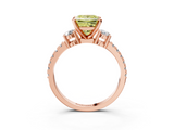 Rose gold Fancy Yellow Princess  Cut Three-Stone Diamond Pavé Band with Prong Setting_3