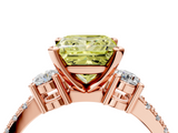 Rose gold Fancy Yellow Princess  Cut Three-Stone Diamond Pavé Band with Prong Setting_4