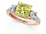 Rose gold Fancy Yellow Princess  Cut Three-Stone Diamond Pave Band with Prong Setting_19