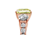 Rose gold Fancy Yellow Princess  Cut Three-Stone Diamond Pave Band with Prong Setting_23