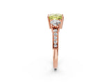 Rose gold Fancy Yellow Princess Cut Three-Stone Diamond Ring with Pavé Band and Four-Prong Setting_2