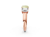 Rose gold Fancy Yellow Princess Cut Three-Stone Diamond Ring with Prong Setting on a Classic Band_14