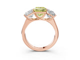 Rose gold Fancy Yellow Princess Cut Three-Stone Diamond Ring with Prong Setting on a Classic Band_15