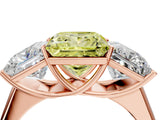 Rose gold Fancy Yellow Princess Cut Three-Stone Diamond Ring with Prong Setting on a Classic Band_16