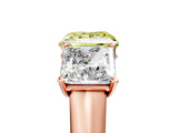 Rose gold Fancy Yellow Princess Cut Three-Stone Diamond Ring with Prong Setting on a Classic Band_17