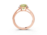 Rose gold Fancy Yellow Princess  Cut Three-Stone Solitaire Ring with Round Accent Diamonds and Four-Prong Setting_3
