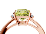 Rose gold Fancy Yellow Princess  Cut Three-Stone Solitaire Ring with Round Accent Diamonds and Four-Prong Setting_4
