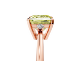 Rose gold Fancy Yellow Princess  Cut Three-Stone Solitaire Ring with Round Accent Diamonds and Four-Prong Setting_5